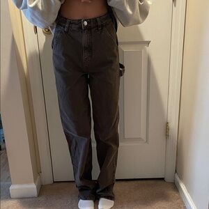 Elegant Dark Brown Women's Straight Leg Jeans